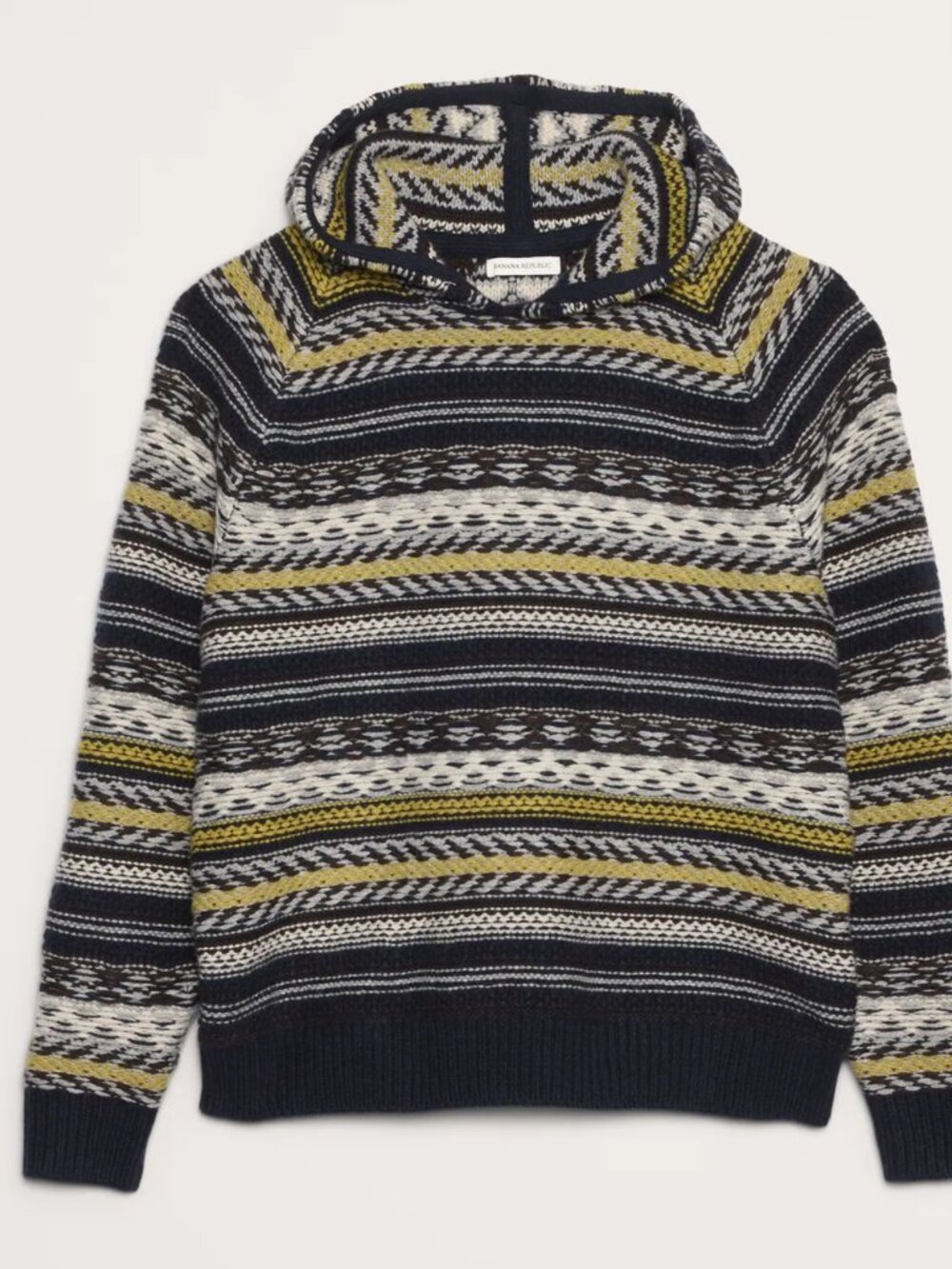 Banana Republic Merino Wool Fair Isle Hoodie Men’s XL NWT